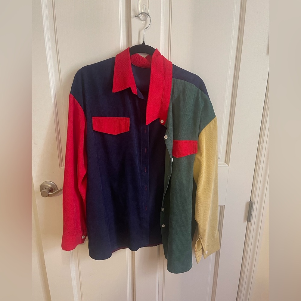 Block color oversized flannel